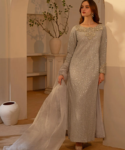 Sable | Silver Shimmer Moonlight Embellished Suit