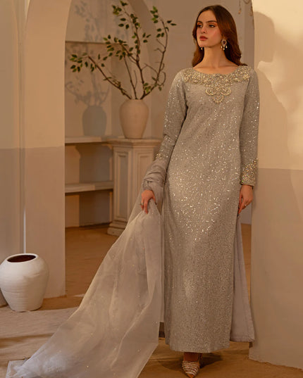 Sable | Silver Shimmer Moonlight Embellished Suit