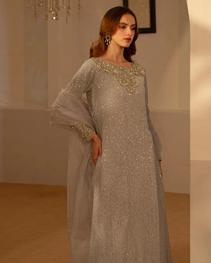 Sable | Silver Shimmer Moonlight Embellished Suit