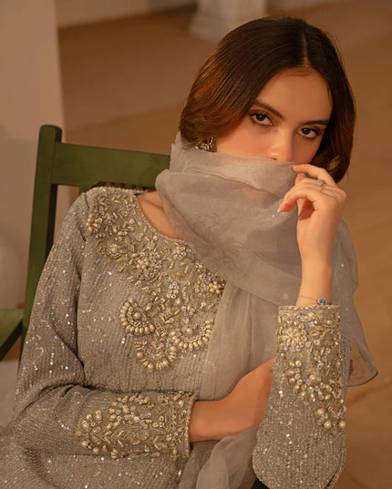 Sable | Silver Shimmer Moonlight Embellished Suit
