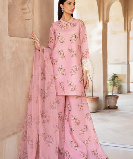 Nimra | Peach Silk Lawn Sharara