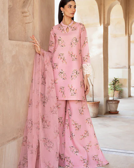 Nimra | Peach Silk Lawn Sharara