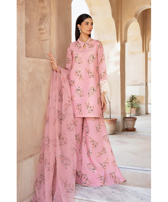 Nimra | Peach Silk Lawn Sharara