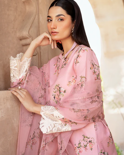 Nimra | Peach Silk Lawn Sharara
