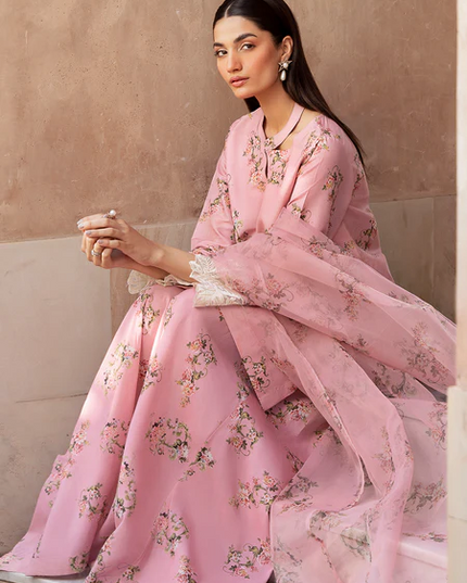 Nimra | Peach Silk Lawn Sharara