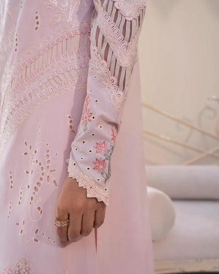 Qalamkar | Pink Embroidered Lawn Suit