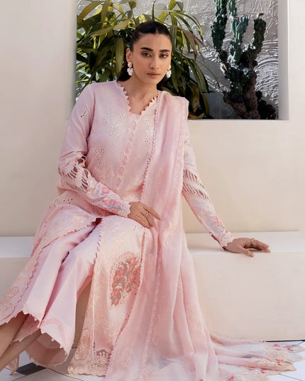Qalamkar | Pink Embroidered Lawn Suit