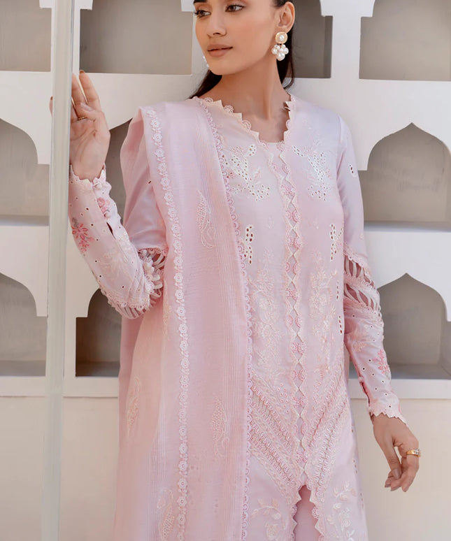 Qalamkar | Pink Embroidered Lawn Suit