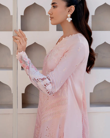 Qalamkar | Pink Embroidered Lawn Suit