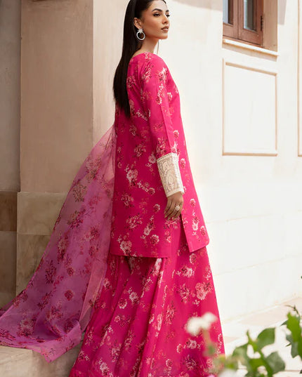 Esra | Hot Pink Silk Lawn Sharara