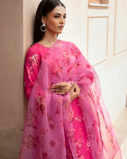 Esra | Hot Pink Silk Lawn Sharara