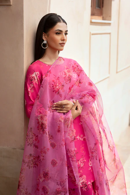 Esra | Hot Pink Silk Lawn Sharara