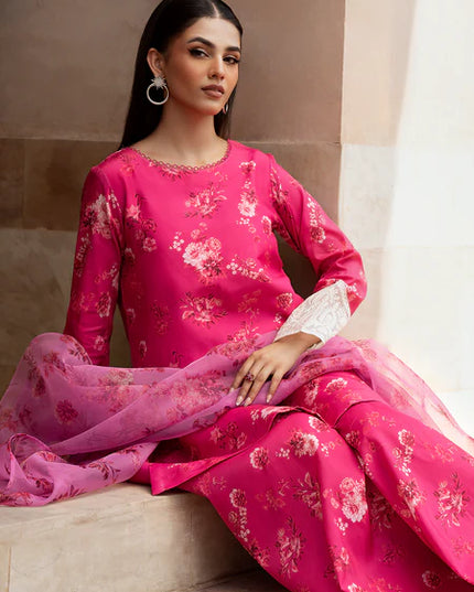 Esra | Hot Pink Silk Lawn Sharara