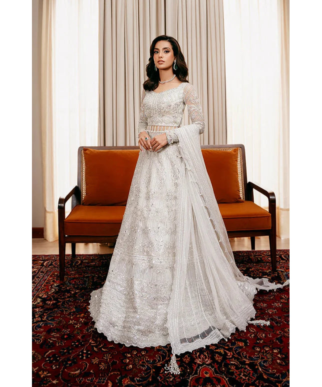 Saira Rizwan | White Net Embroidered Embellished Lehenga Choli