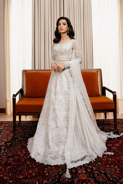 Saira Rizwan | White Net Embroidered Embellished Lehenga Choli