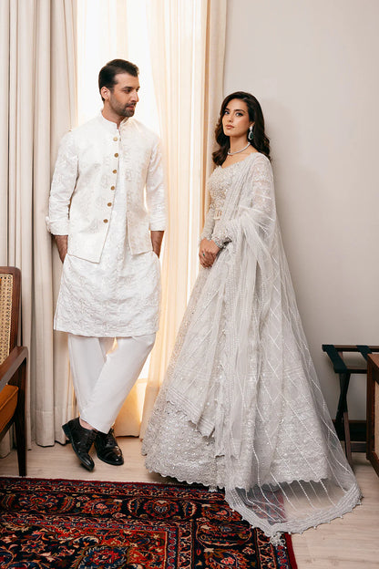 Saira Rizwan | White Net Embroidered Embellished Lehenga Choli