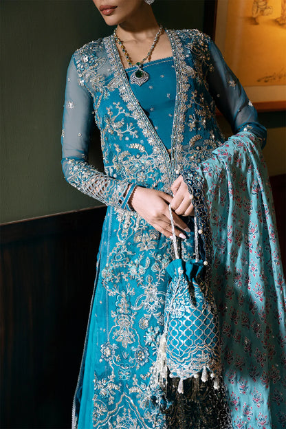 Saira Rizwan | Blue Organza Embroidered Embellished Pishwas Lehenga