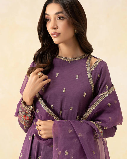 Maria B | Purple Embroidered Lawn Suit