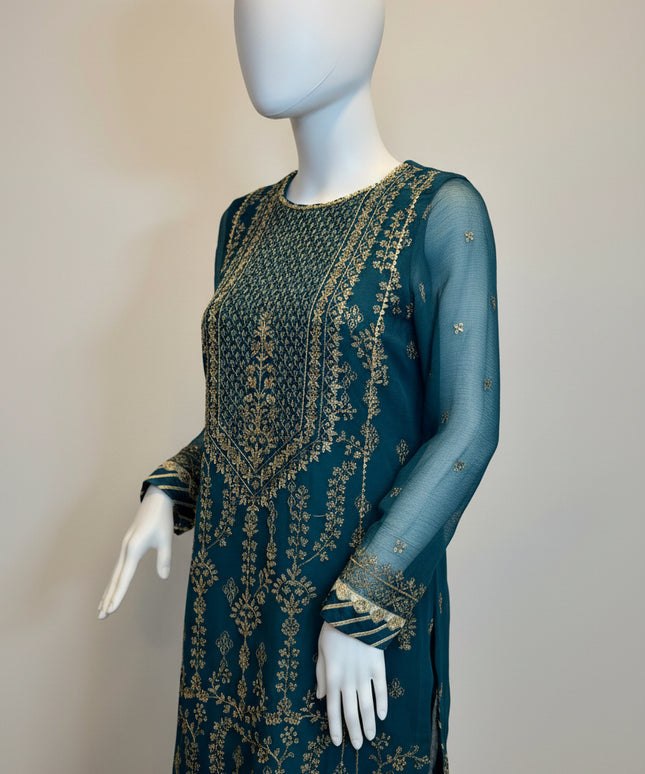 Asim Jofa Teal Majesty Embroidered Kurta