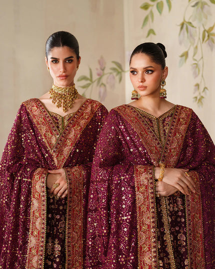 Heer Ranjhna | Embroidered Embellished Chiffon Wedding Dress