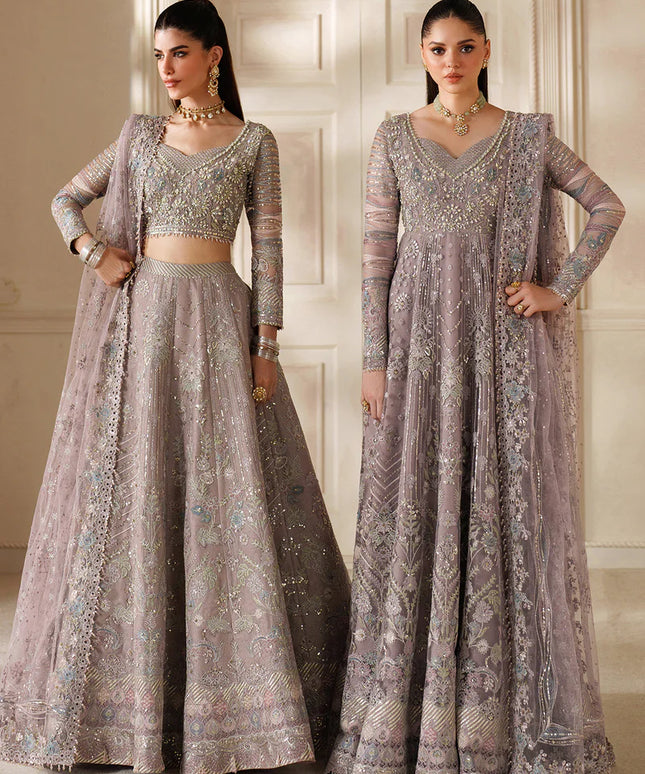 Sumbul Serenity | Lilac Embroidered Embellished Net Wedding Dress