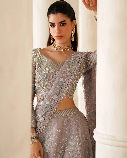 Sumbul Serenity | Lilac Embroidered Embellished Net Wedding Dress