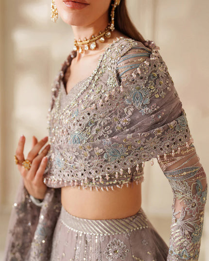 Sumbul Serenity | Lilac Embroidered Embellished Net Wedding Dress