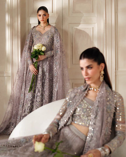 Sumbul Serenity | Lilac Embroidered Embellished Net Wedding Dress