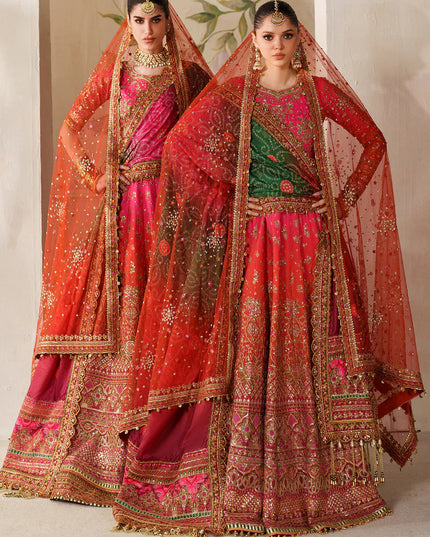 Feroza Dynasty | Embroidered Embellished Raw Silk Wedding Dress