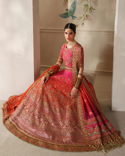 Feroza Dynasty | Embroidered Embellished Raw Silk Wedding Dress