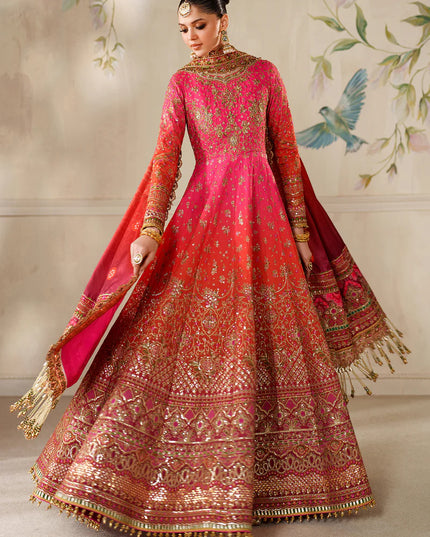 Feroza Dynasty | Embroidered Embellished Raw Silk Wedding Dress