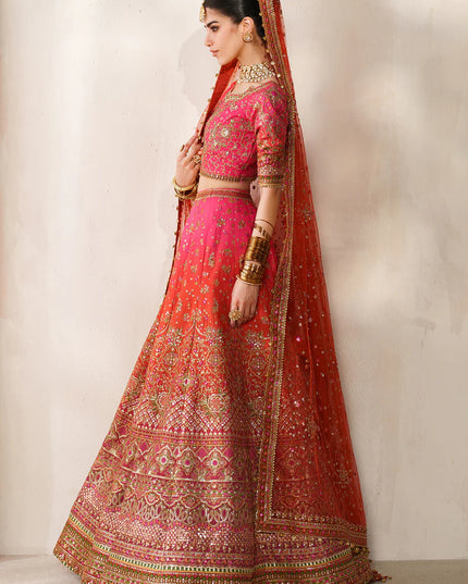Feroza Dynasty | Embroidered Embellished Raw Silk Wedding Dress
