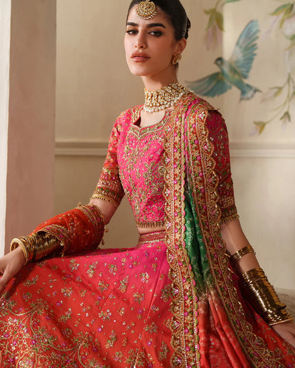 Feroza Dynasty | Embroidered Embellished Raw Silk Wedding Dress