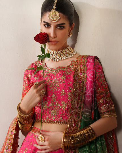 Feroza Dynasty | Embroidered Embellished Raw Silk Wedding Dress