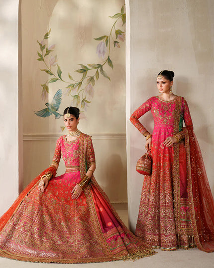 Feroza Dynasty | Embroidered Embellished Raw Silk Wedding Dress