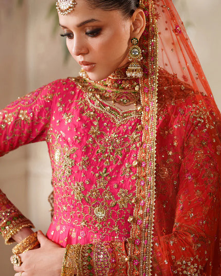 Feroza Dynasty | Embroidered Embellished Raw Silk Wedding Dress