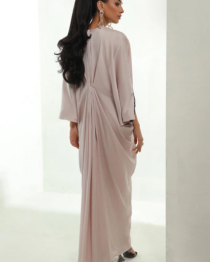 Ebony | Ivory Pleated Embellished Kaftan