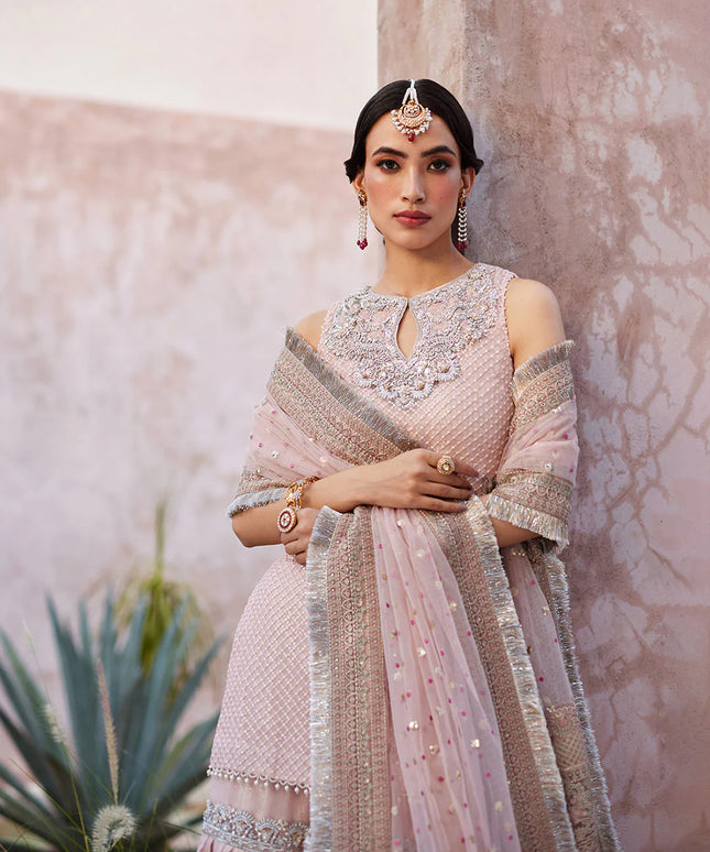 Faiza Saqlain | Embroidered & Embellished Chiffon Gharara