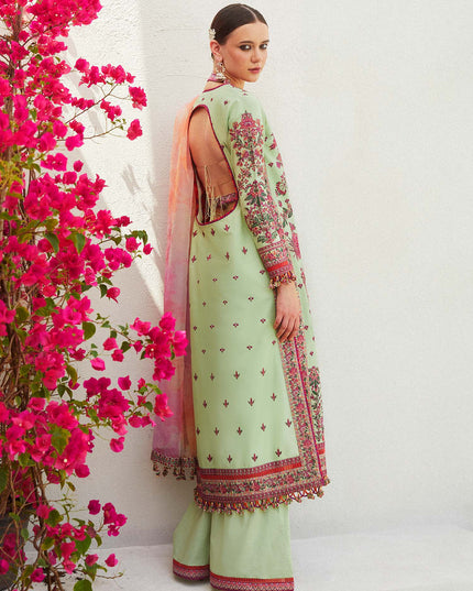 Hussain Rehar | Mint Green  Embroidered Lawn Suit