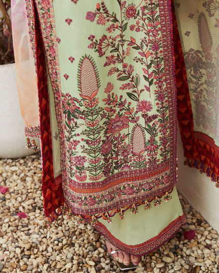 Hussain Rehar | Mint Green  Embroidered Lawn Suit