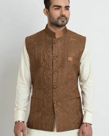 Elegant Medium Brown Silk Waistcoat