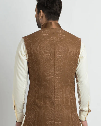 Elegant Medium Brown Silk Waistcoat