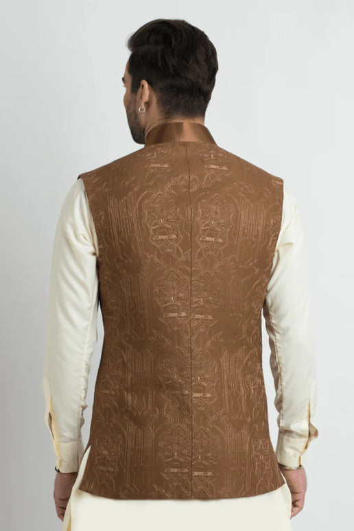 Elegant Medium Brown Silk Waistcoat
