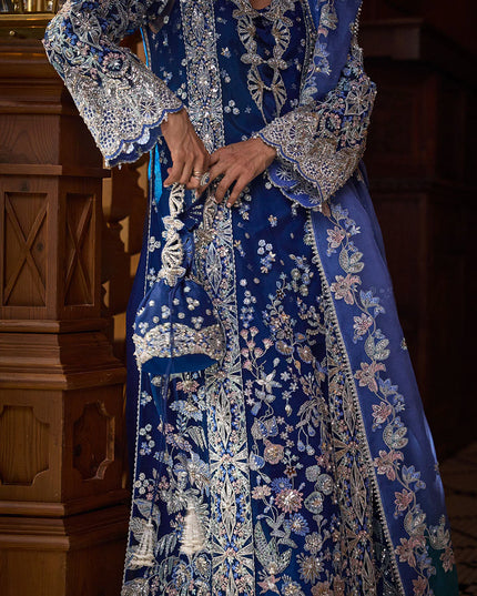 Soraya | Blue Net Hand Embroidered Embellished Suit