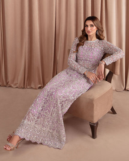 Eliza | Lilac Organza Embellished Dress