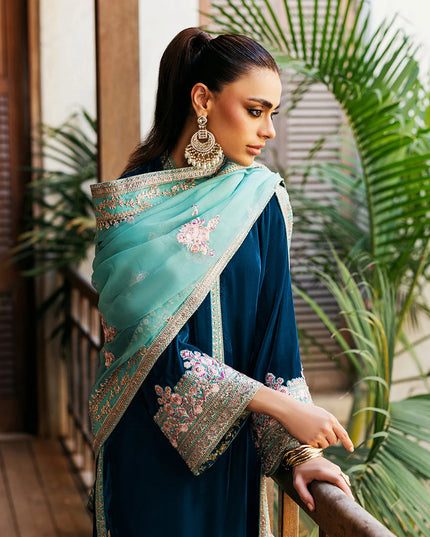 Elsa | Deep Teal Velvet Silk Suit