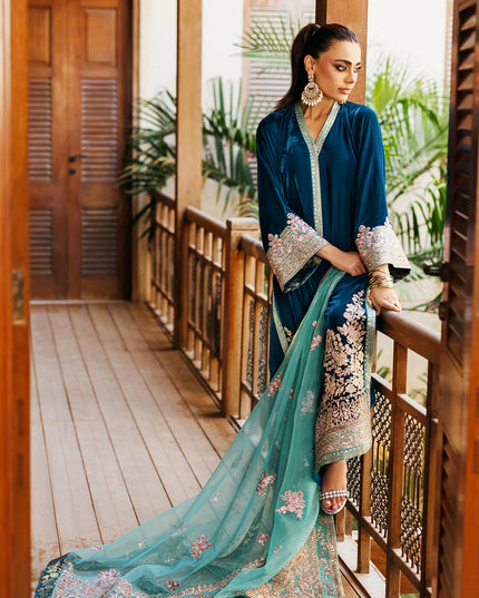 Elsa | Deep Teal Velvet Silk Suit