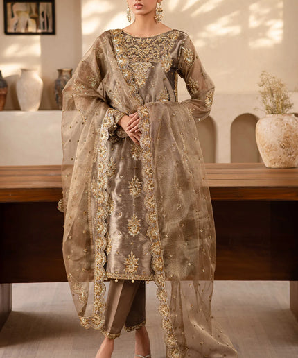 Raveen | Embroidered Zari Mesoury Embellished Suit