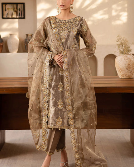 Raveen | Embroidered Zari Mesoury Embellished Suit