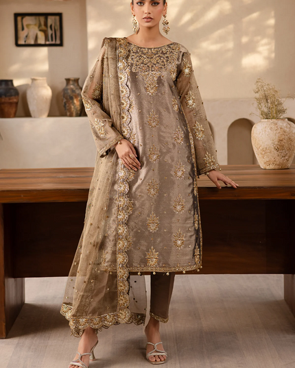 Raveen | Embroidered Zari Mesoury Embellished Suit